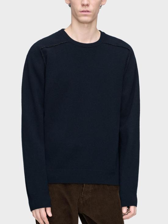 Maison Margiela Navy Wool Round Neck Sweater for Men