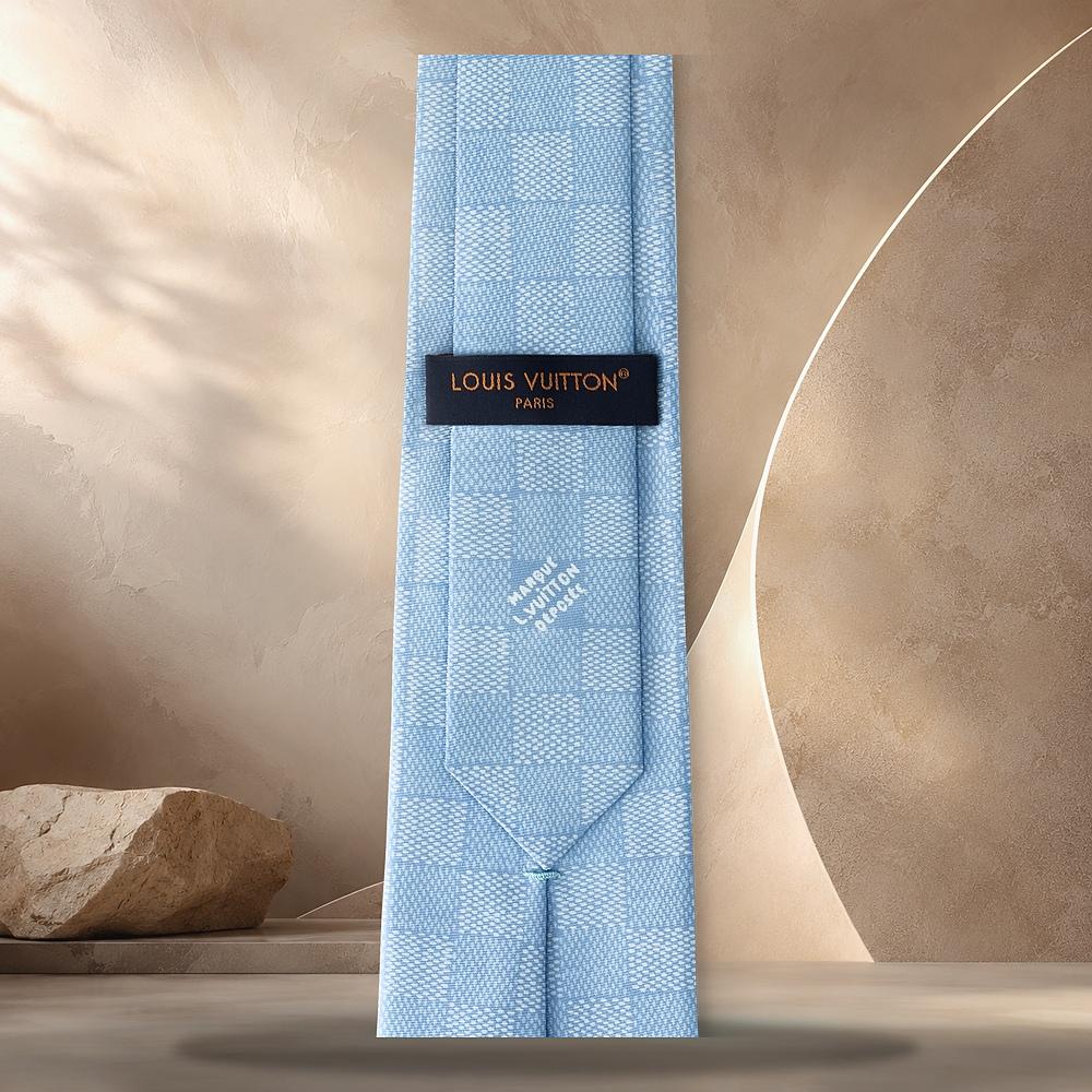 Louis Vuitton Damier Heritage Light Blue Silk Tie M96633