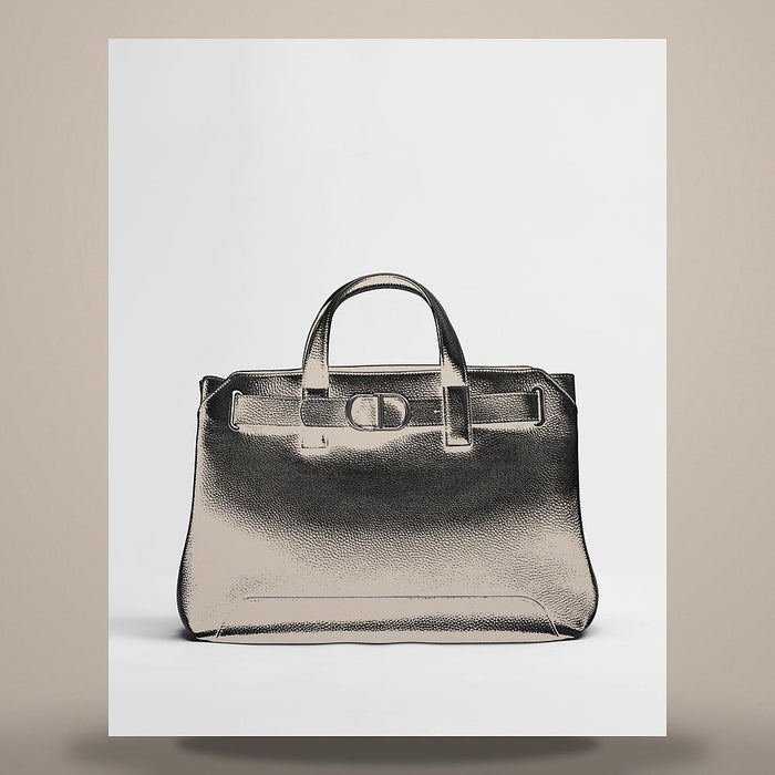 DIOR Small Normandy Tote Bag Black Grained Calfskin Crossbody