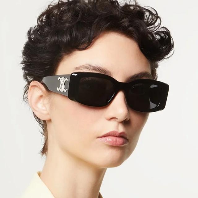 CELINE Triomphe Bold Square Acetate Sunglasses Unisex Black CL40282U 01A
