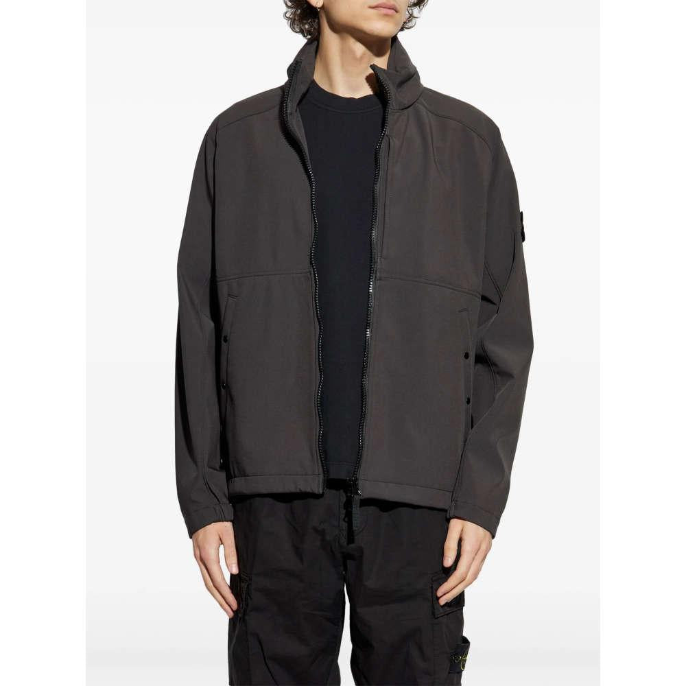 STONE ISLAND Grey Woven Shirt Jacket with Badge Patch Men’s