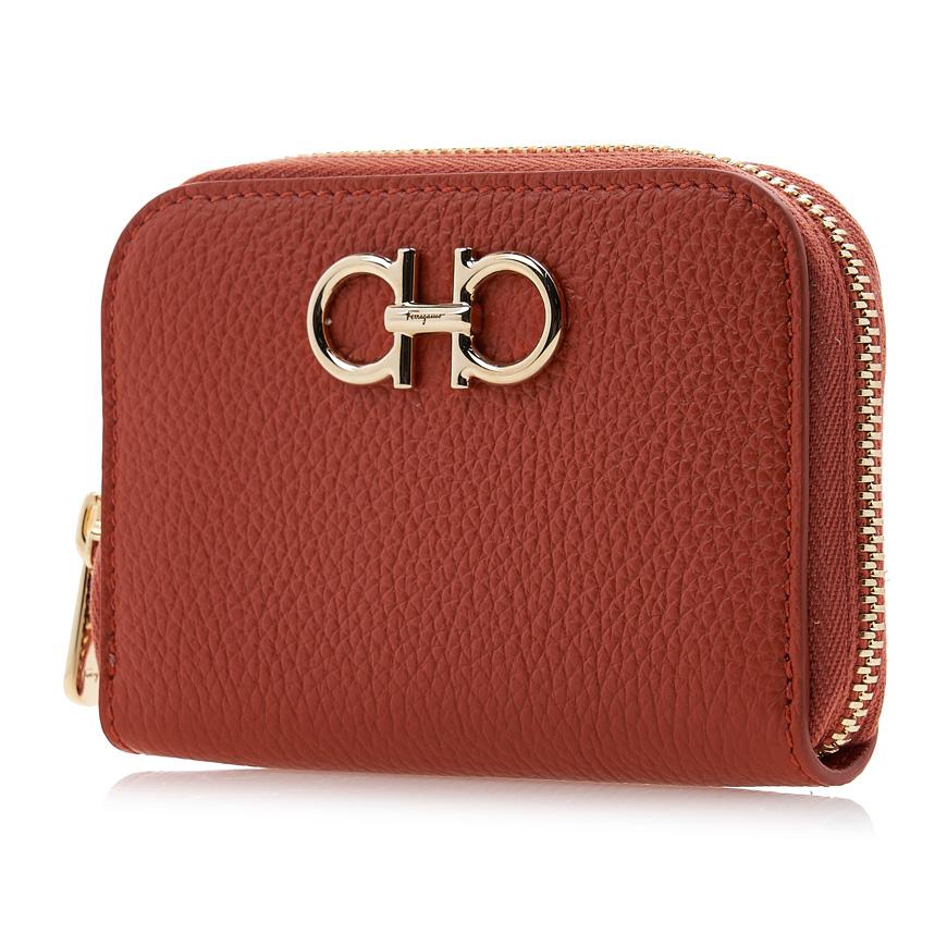 Ferragamo Gancini Leather Card Holder for Women 22 0406 TERRACOTTA 0770059