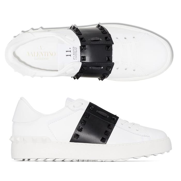 VALENTINO Men’s Black Leather Hidden Open Low-Top Sneakers