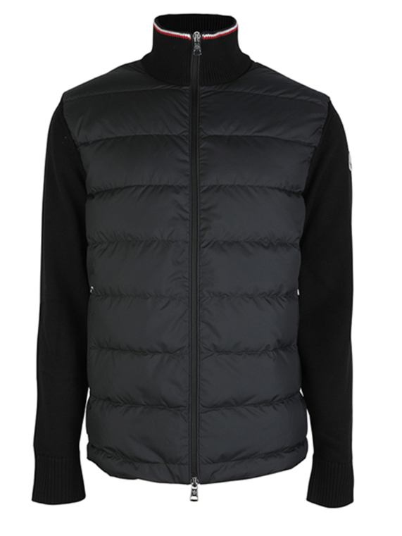 Moncler Black Cotton Padded Zip-Up Cardigan Jacket for Men