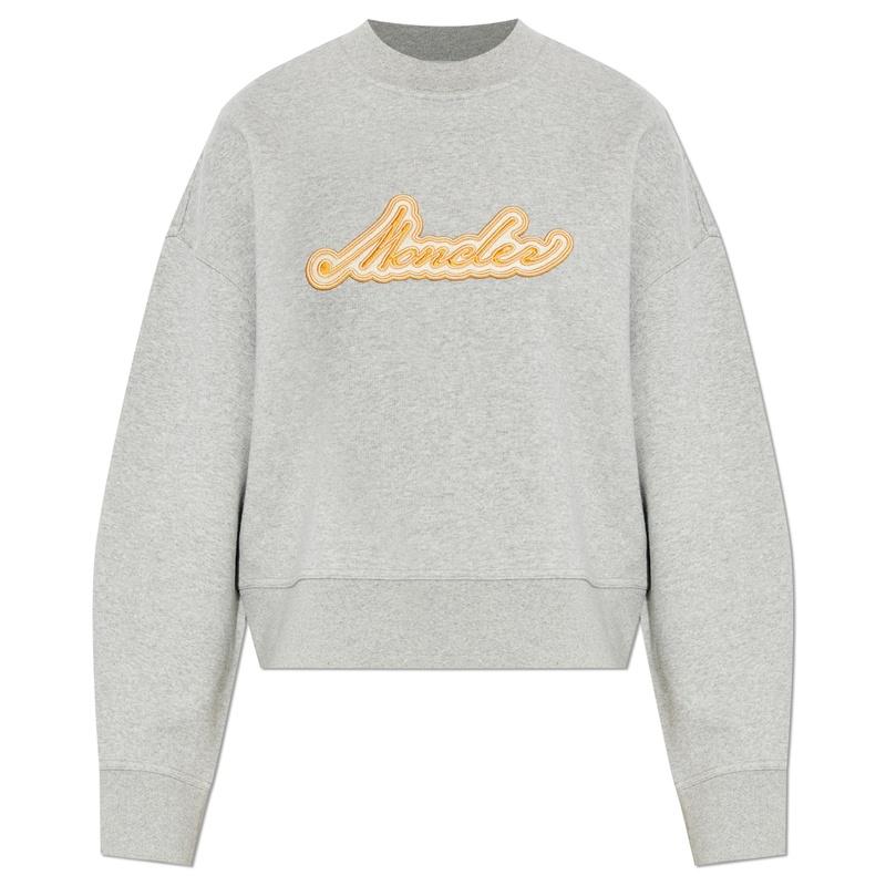 Moncler Logo Crewneck Sweatshirt for Women Gray Cotton