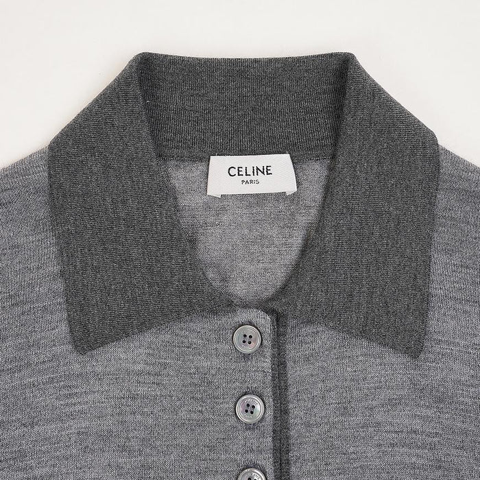 CELINE Women’s Cashmere Silk Polo Knit Sweater RX0FD0W27 GFW0