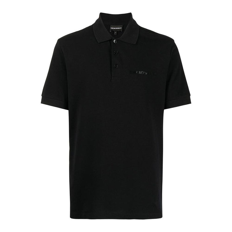 Emporio Armani Black Cotton Short Sleeve Polo Shirt