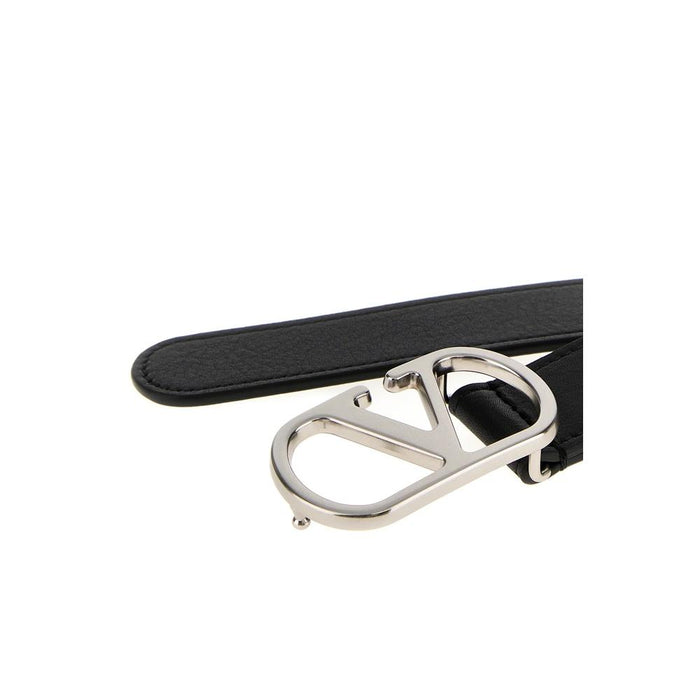 VALENTINO V Logo Leather Men's Belt Black
