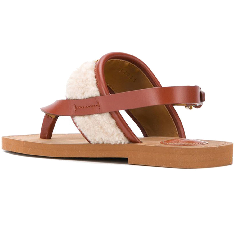 Chloe Woody Shearling Flat Sandals