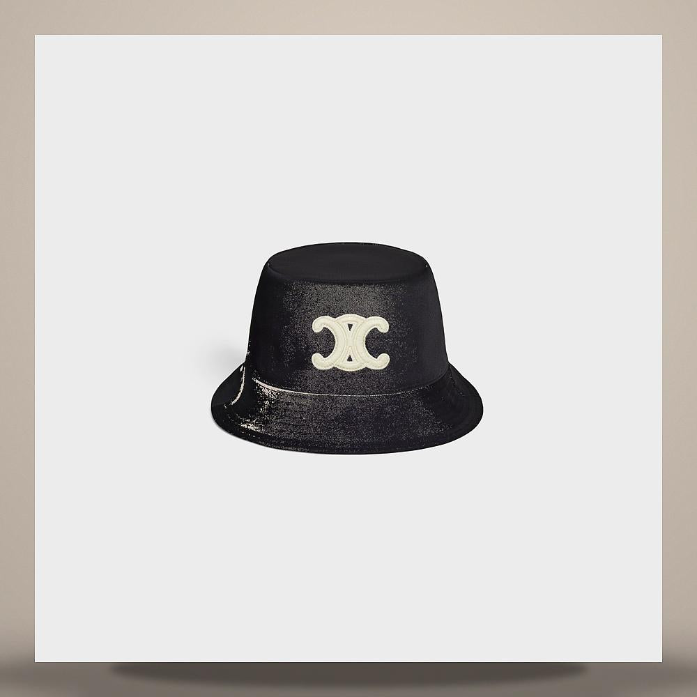 CELINE Triomphe Cotton Gabardine Bucket Hat Black