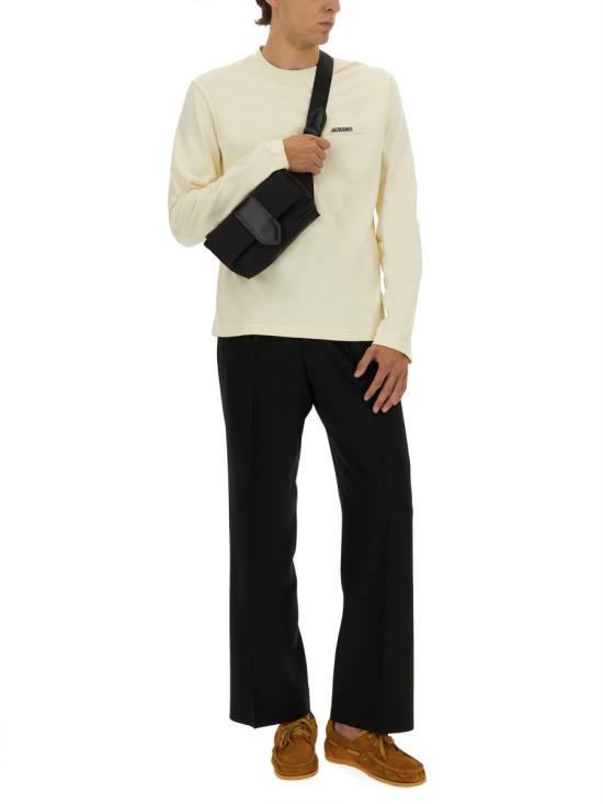 JACQUEMUS Grosgrain Logo Long-Sleeve T-Shirt Beige Men's