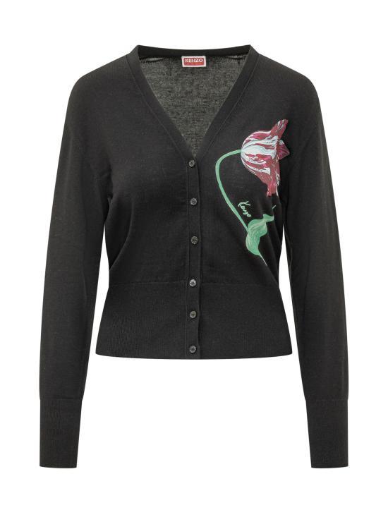 KENZO Women’s Knit Cardigan FG6 2CA764 3ES 99J BLACK DOM
