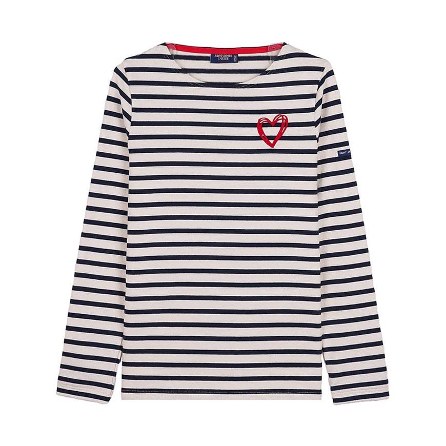 Saint James Ecru/Navy Stripe Merid Amour Tulip Women’s T-Shirt