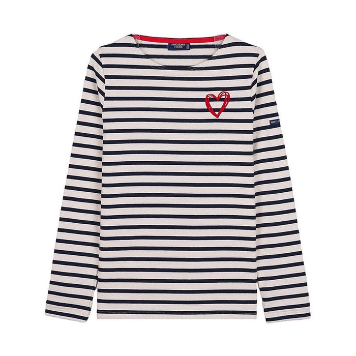 Saint James Ecru/Navy Stripe Merid Amour Tulip Women’s T-Shirt