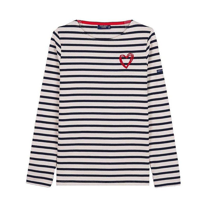 Saint James Ecru/Navy Stripe Merid Amour Tulip Women’s T-Shirt