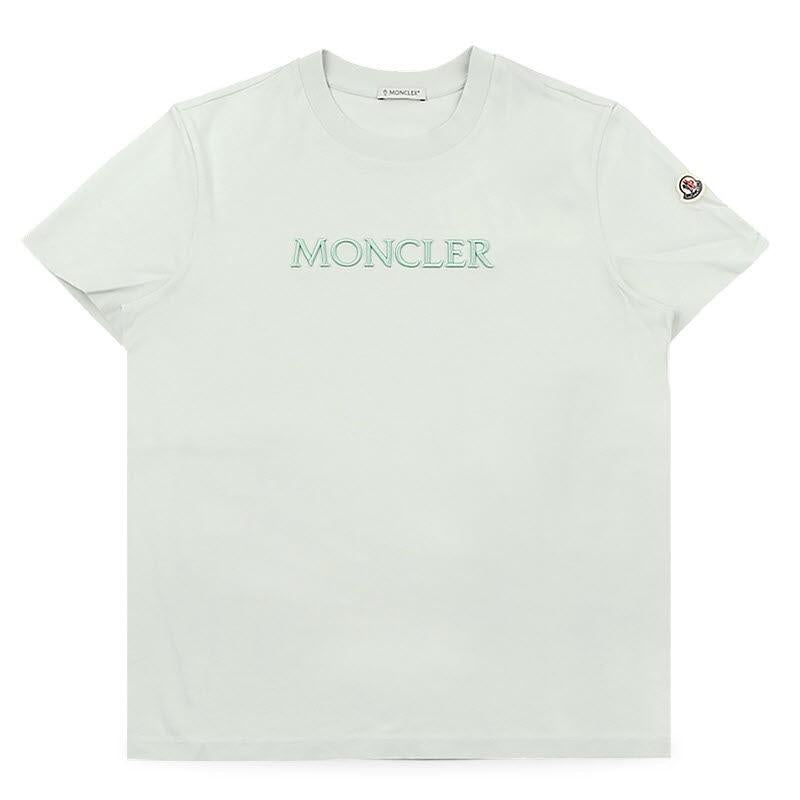 Moncler Women’s Tonal Logo Cotton Short Sleeve T-Shirt Light Green