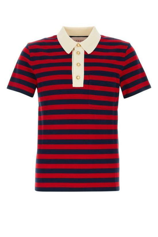 VALENTINO Stripe Cotton Polo Shirt for Men