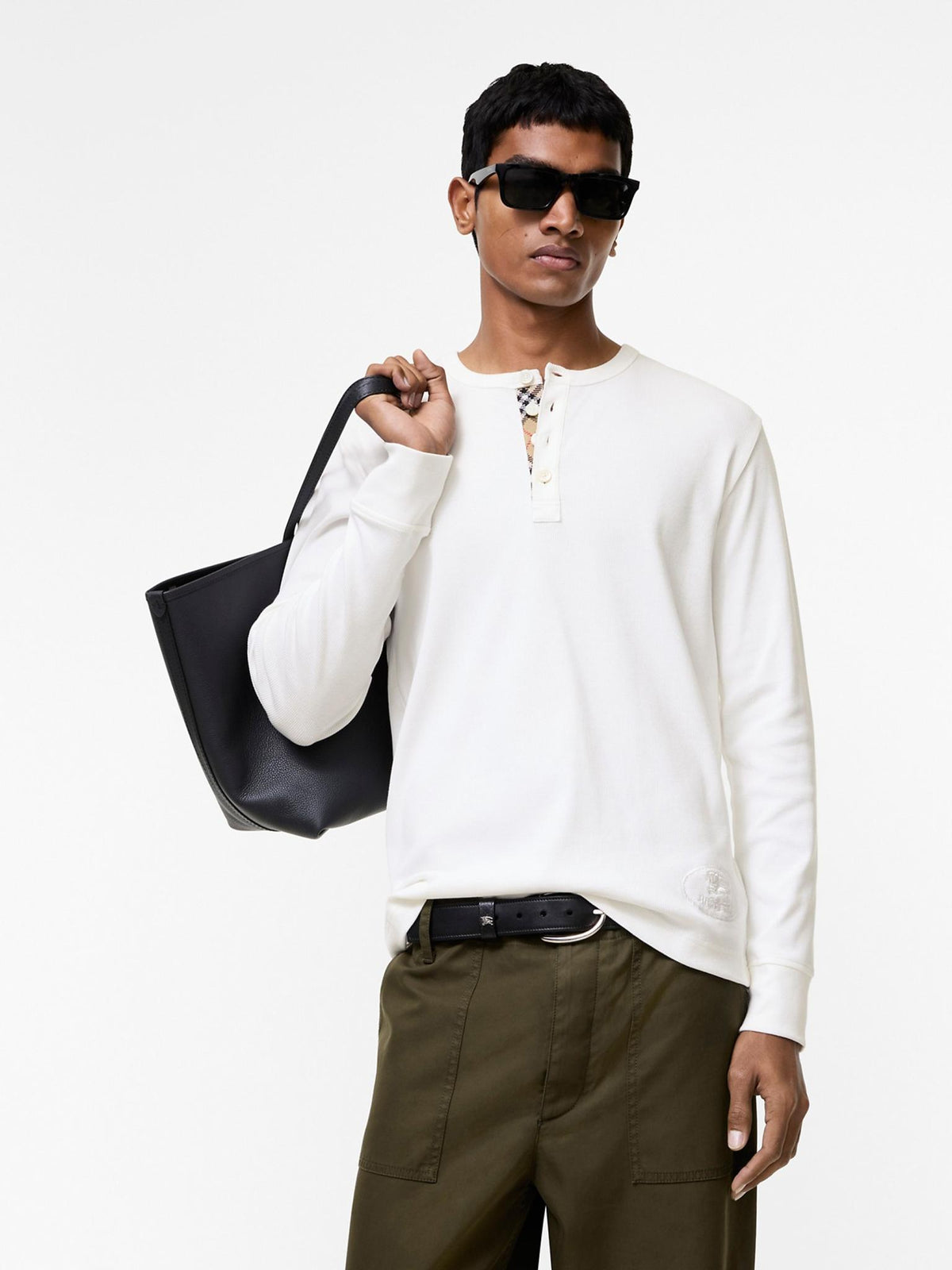 BURBERRY Logo Long Sleeve Cotton Shirt