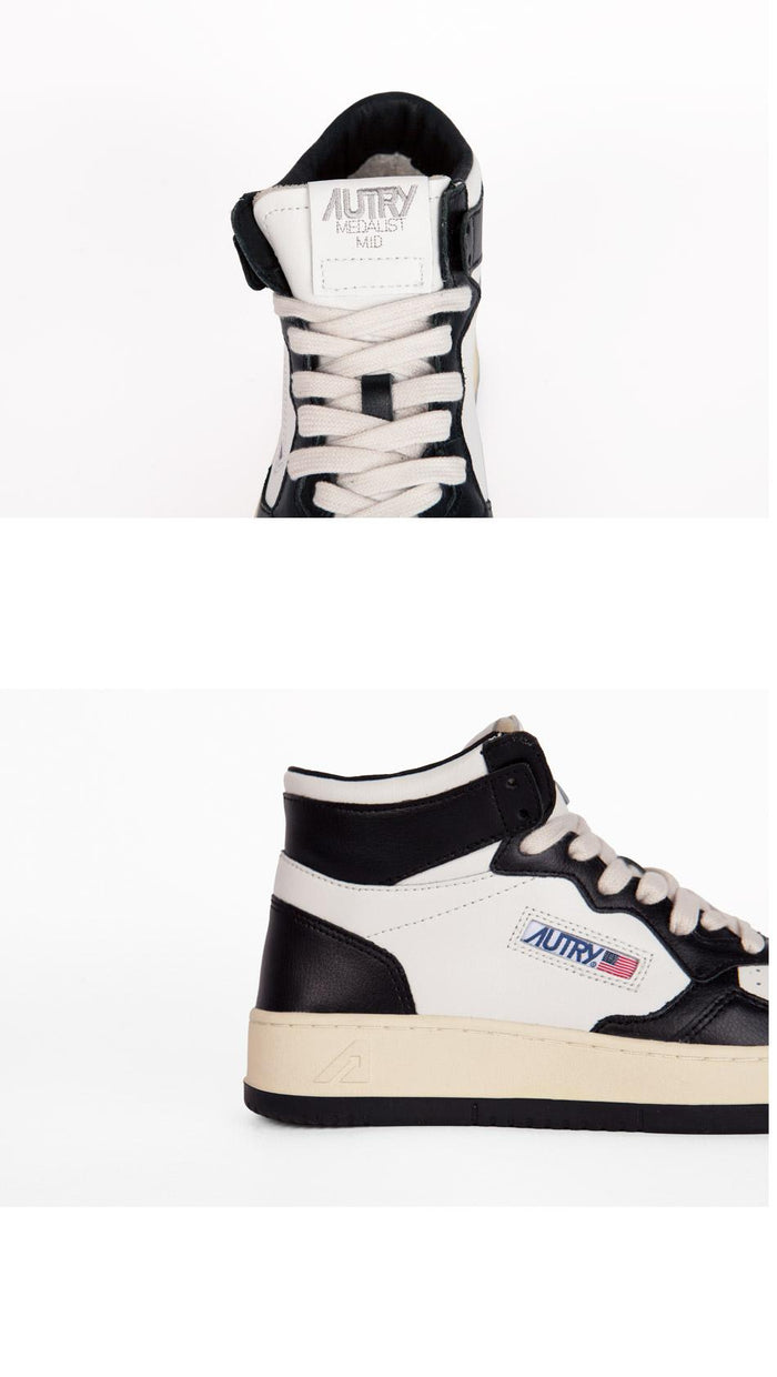 AUTRY Medalist Mid Bicolor Black High-Top Sneakers WB01 WB03