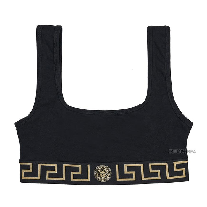 Versace Greca Sleeveless Crop Top Black Women’s Underwear