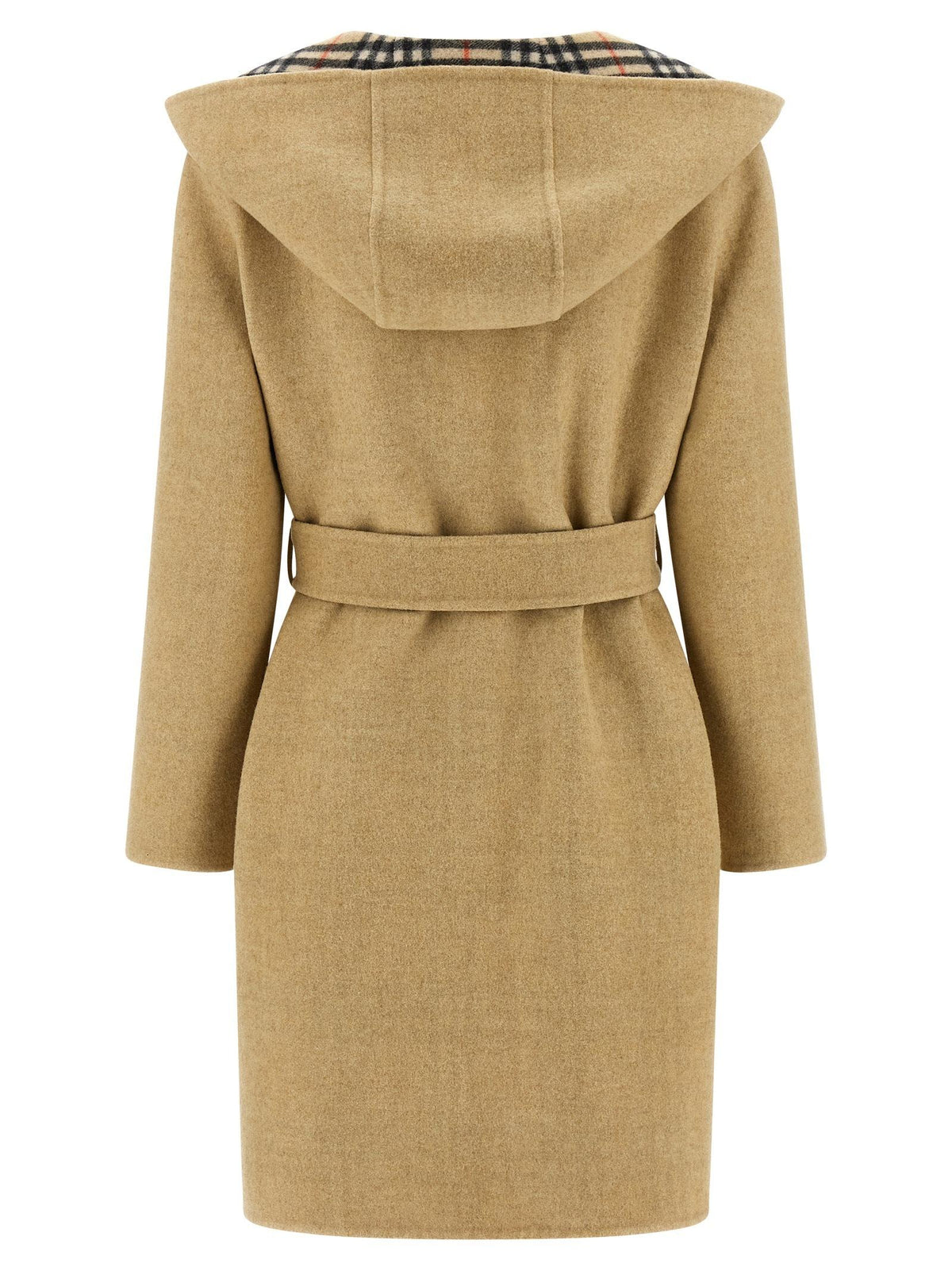 BURBERRY Sand Icon Check Cotton Trench Coat