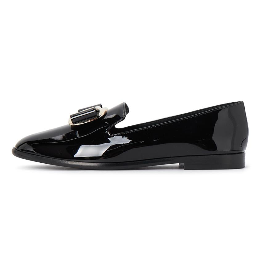 Ferragamo Vara Bow Leather Loafers Black Women C Width 0768944