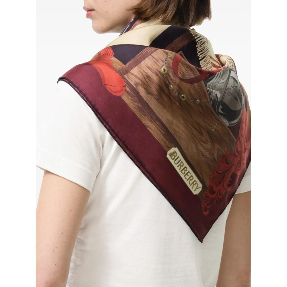 BURBERRY Beige Check Silk Scarf