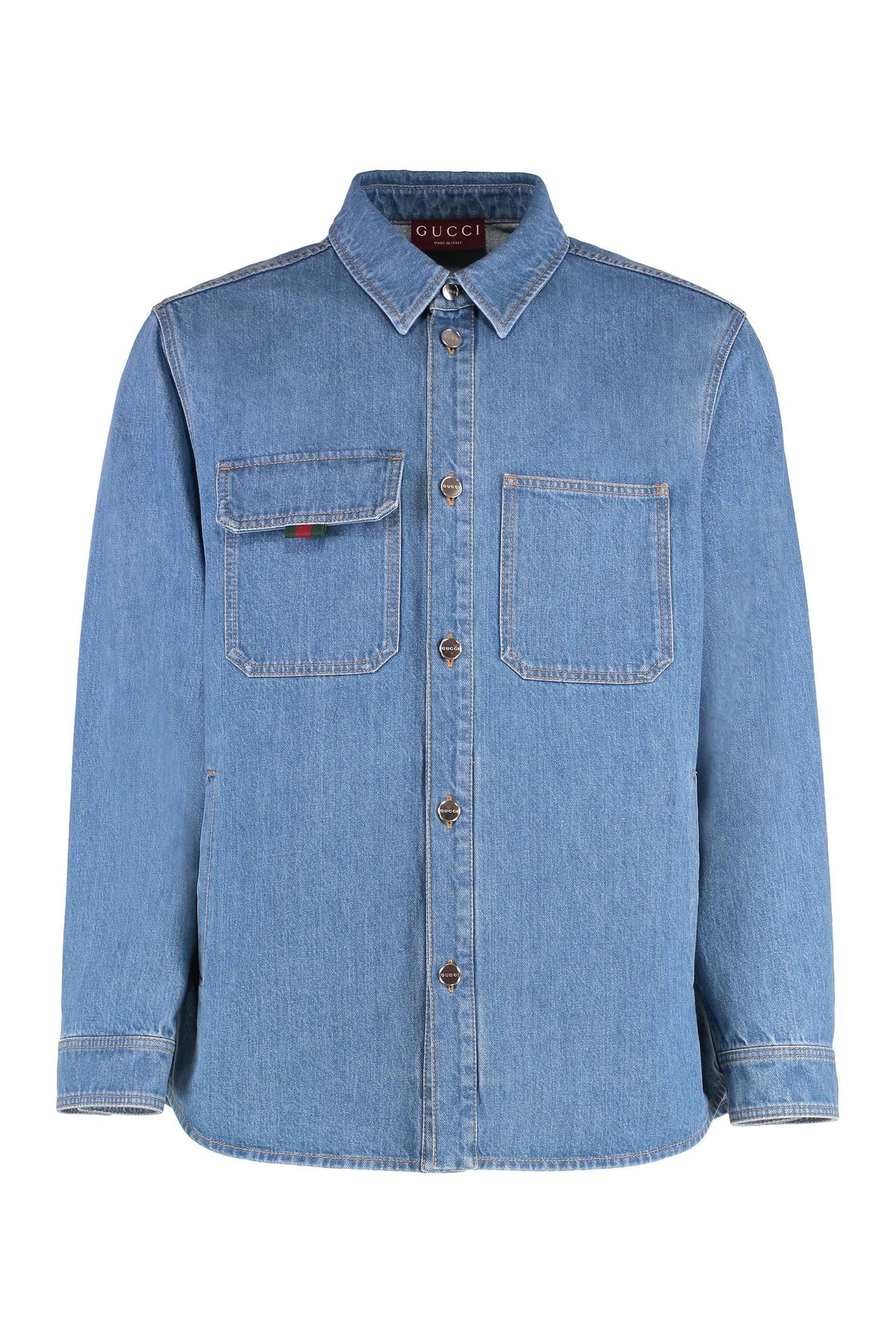GUCCI Blue Long Sleeve Button-Up Shirt