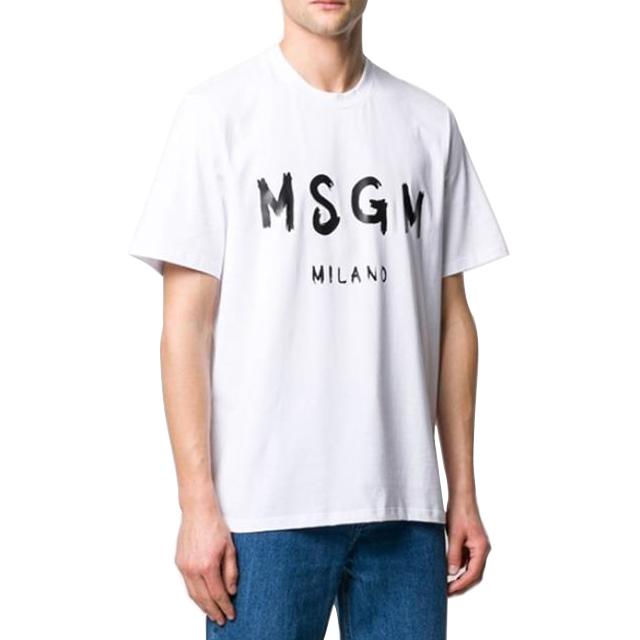 MSGM White Short-Sleeve Men's T-Shirt 2840MM97