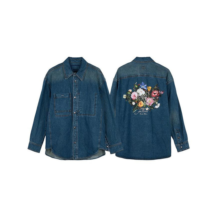 WOOYOUNGMI Men’s Flower Back Logo Long Sleeve Shirt