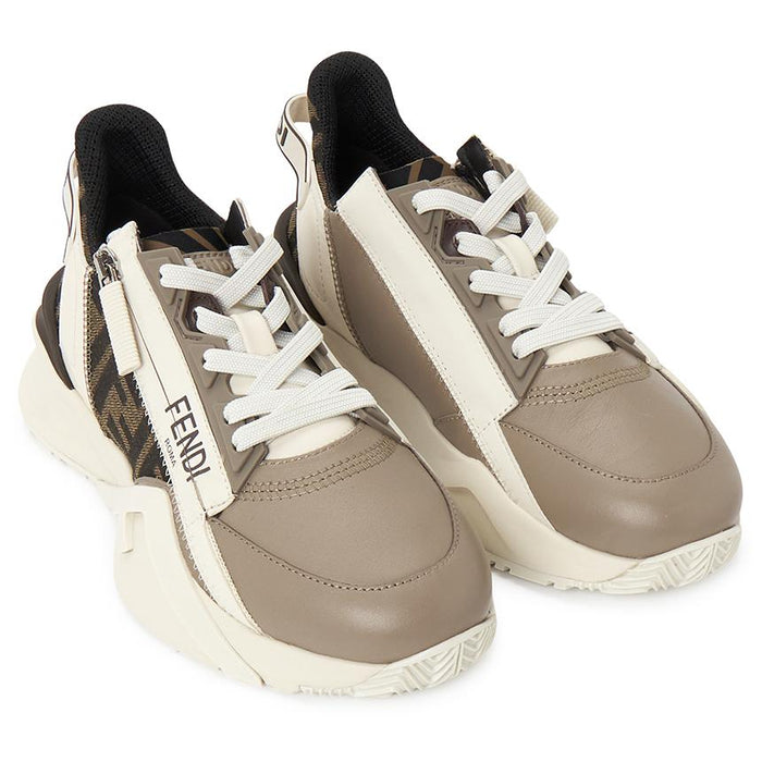 FENDI Flow Women’s Low-Top Sneakers White Mesh Leather