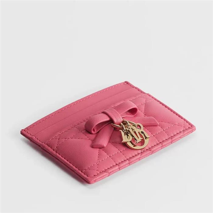 DIOR Lady Dior Freesia Leather Card Holder Wallet