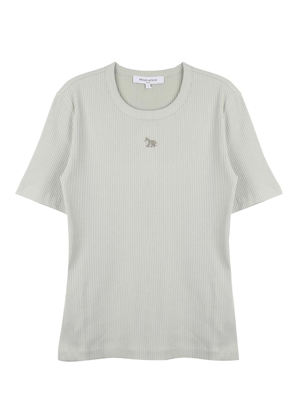 Maison Kitsune Baby Fox Ribbed Slim Fit T-Shirt White OW00124 KJ0134 0477