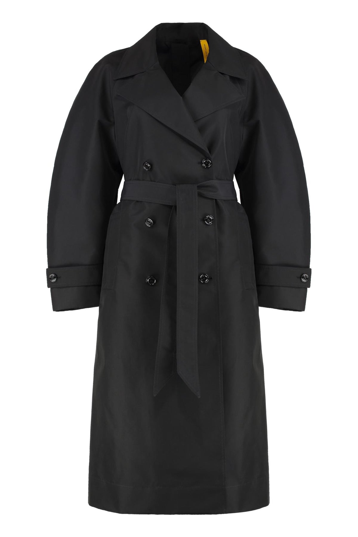 Moncler Black Double-Breasted Belted Trench Coat