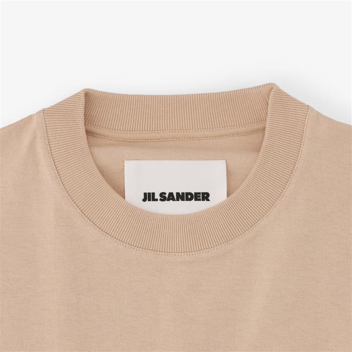 JIL SANDER Logo Short Sleeve T-Shirt for Women Beige Cotton