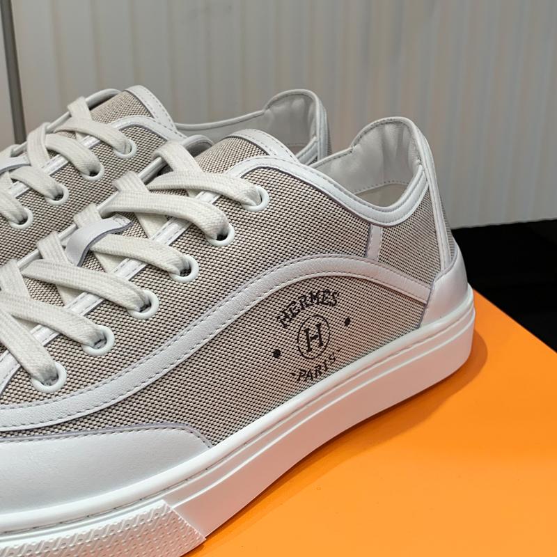 HERMES Men’s Get Sneakers Gray Suede Goatskin Calfskin Low-Top