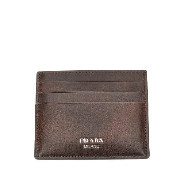 PRADA Brown Leather Zip Pouch for Men