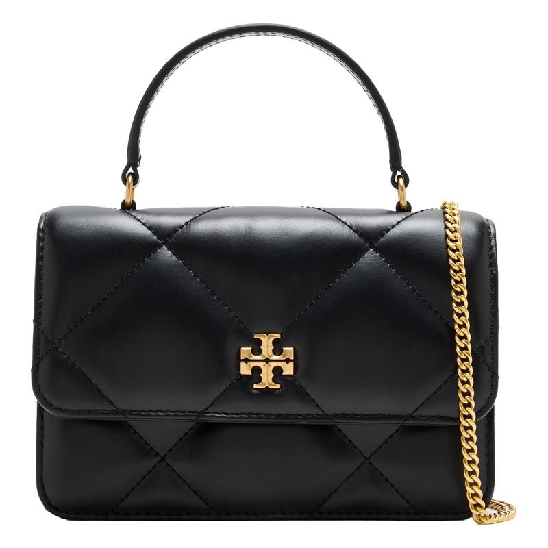 Tory Burch Kira Quilted Wallet Bag Black Leather Tote