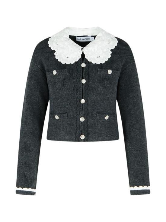 Self Portrait Charcoal Grey Tweed Jacket RS26121 CBGREY