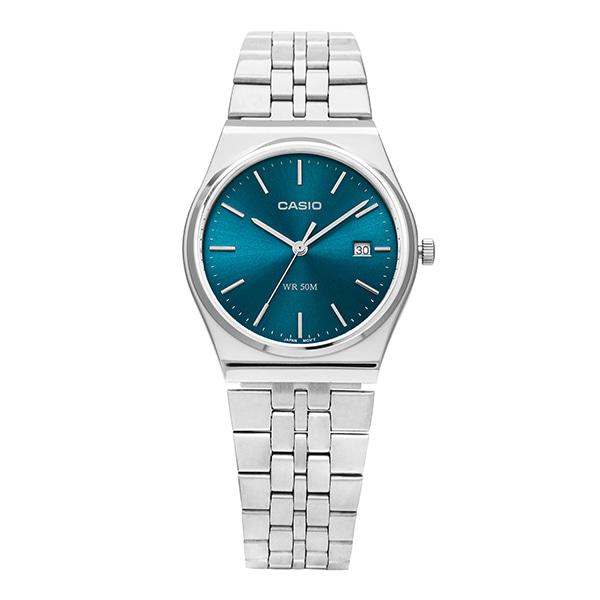 Casio Unisex Blue Dial Stainless Steel Analog Watch MTP B145D 2A2VDF