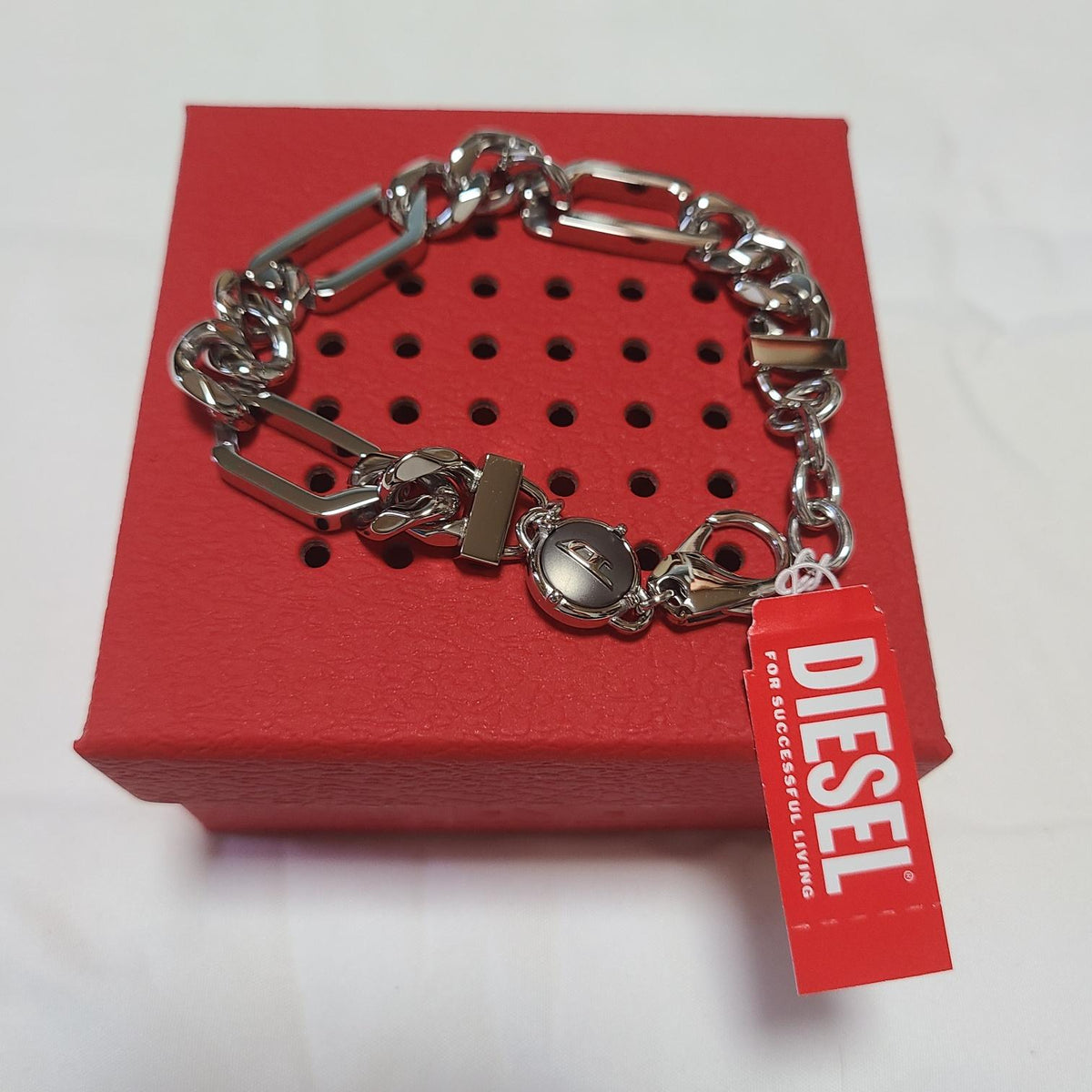DIESEL Stainless Steel Chain Bracelet Silver Unisex DX1351