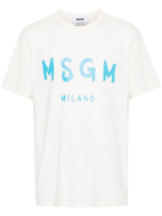 MSGM Short Sleeve T-Shirt for Men 3640MM51024700202 IVORY DOM