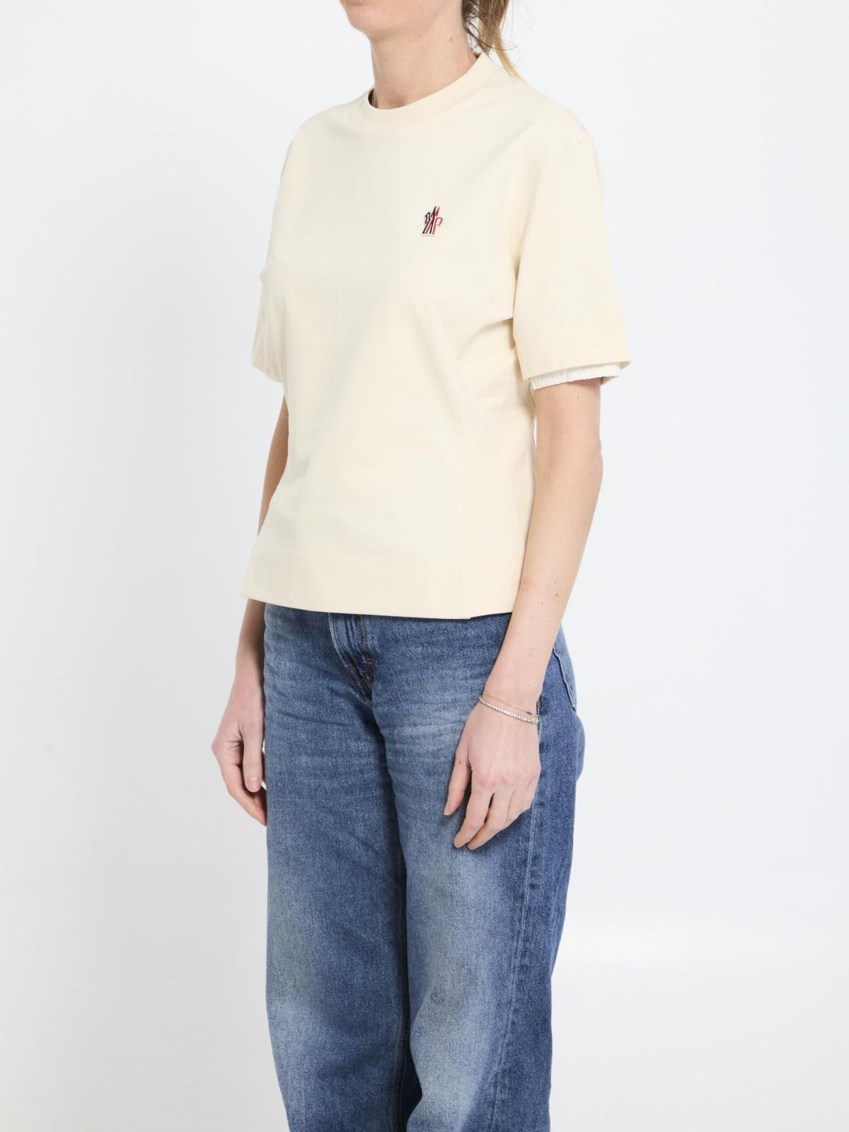 Moncler White Cotton Short Sleeve T-Shirt for Women