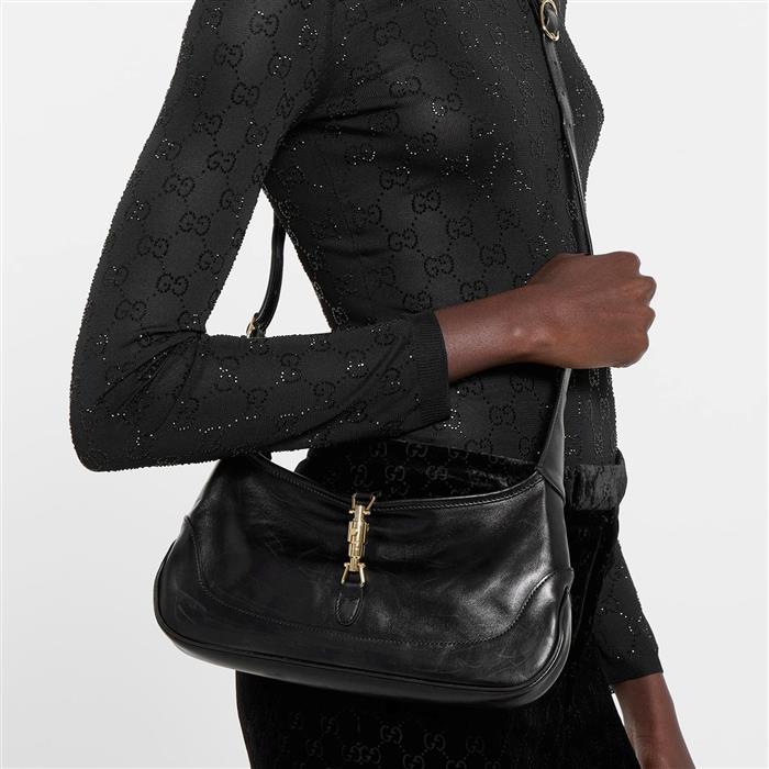 GUCCI Jackie Slim Small Shoulder Bag Black Leather