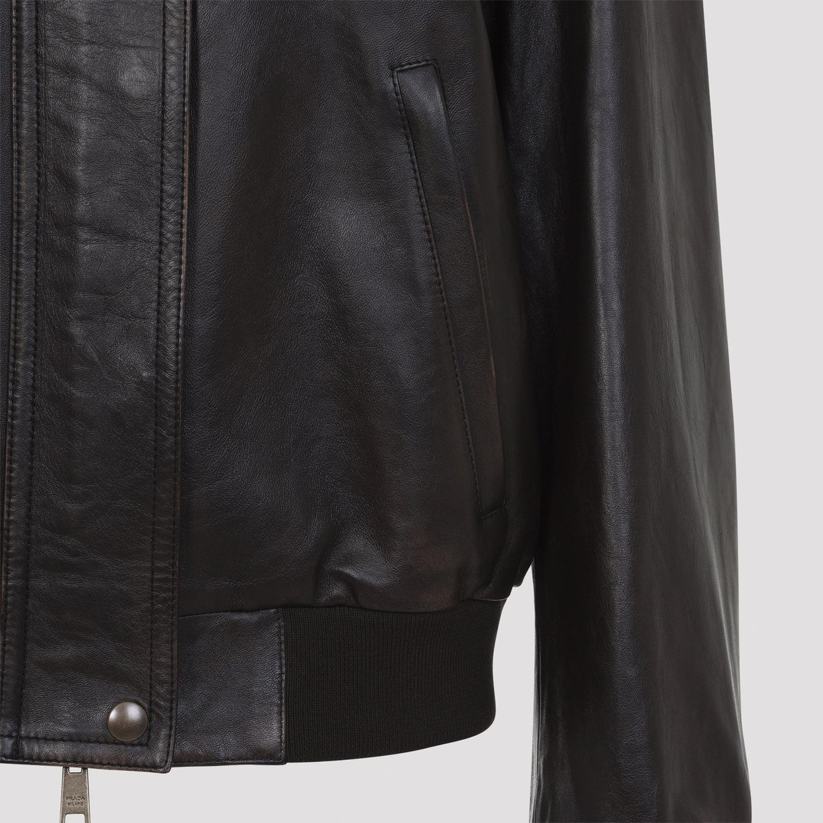 PRADA Black Leather Bomber Jacket