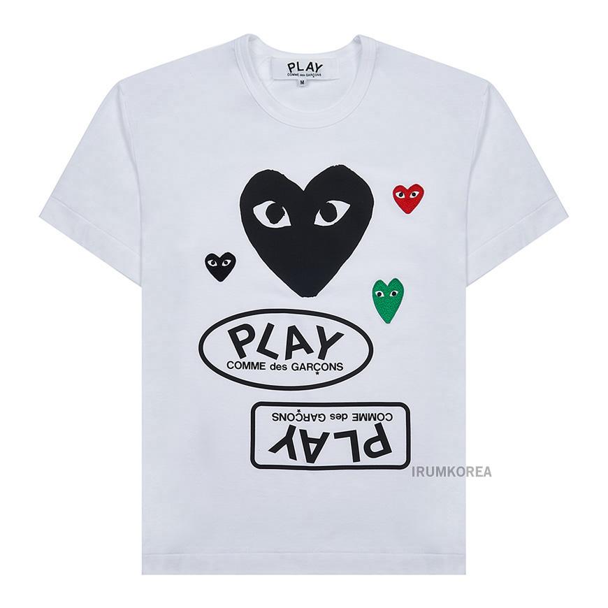 Comme des Garcons Unisex Multi Logo Heart T-Shirt AX T282 051 WHITE