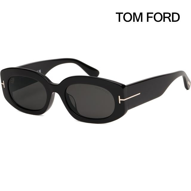 TOM FORD Oval Black Acetate Semi-Mirror Sunglasses Asian Fit TF1187F 01A