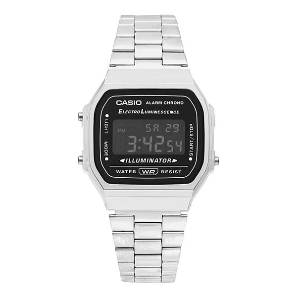 Casio Vintage Retro Digital Metal Watch Unisex Black Gunmetal A168WGG 1BDF