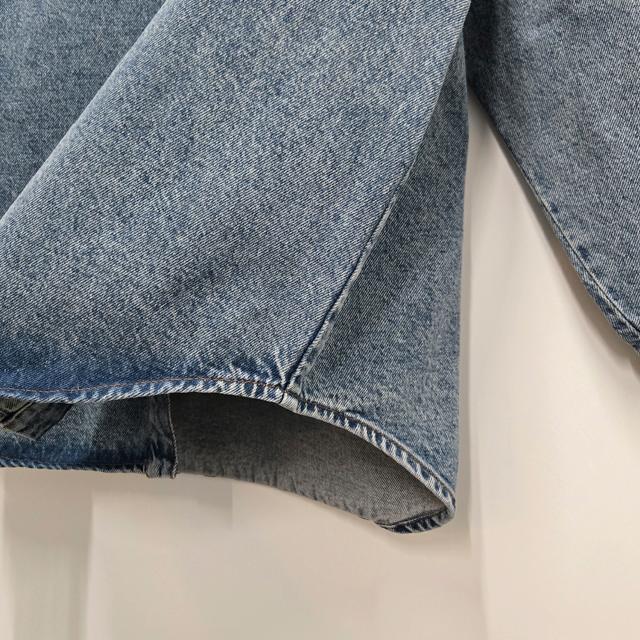 AMI Blue Cotton Oversized Denim Shirt with Heart Logo UJK897 DE0046 480