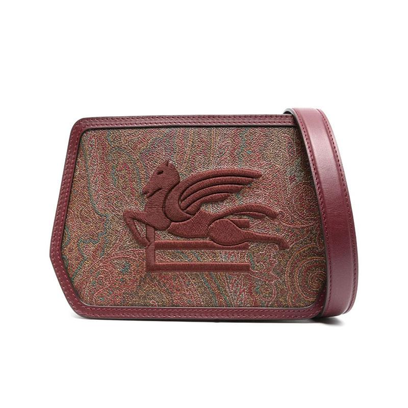 Etro Essential Logo Paisley Crossbody Bag Burgundy